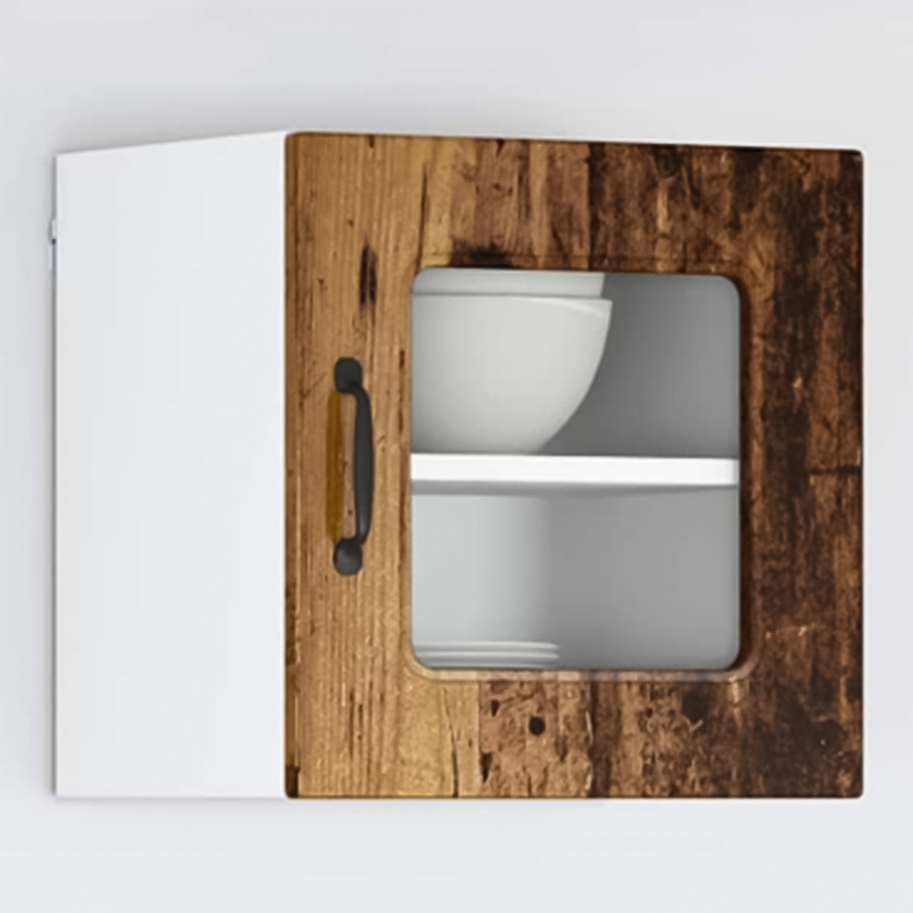 vidaXL Kalmar Single Glass Door Old Wood Wall Mounted Kitchen Cabinet Image 1