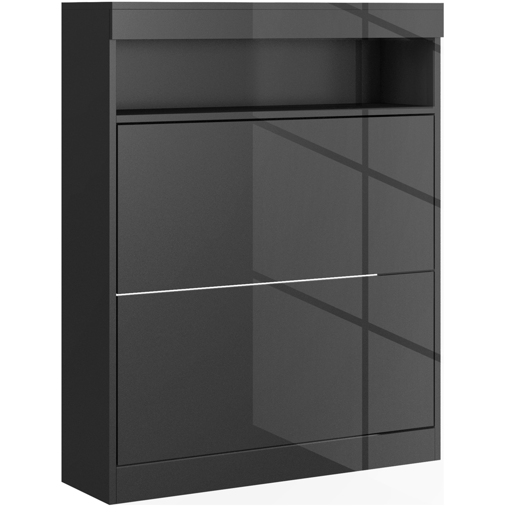 HOMCOM 2 Flip Drawer Black Shoe Cabinet Image 2