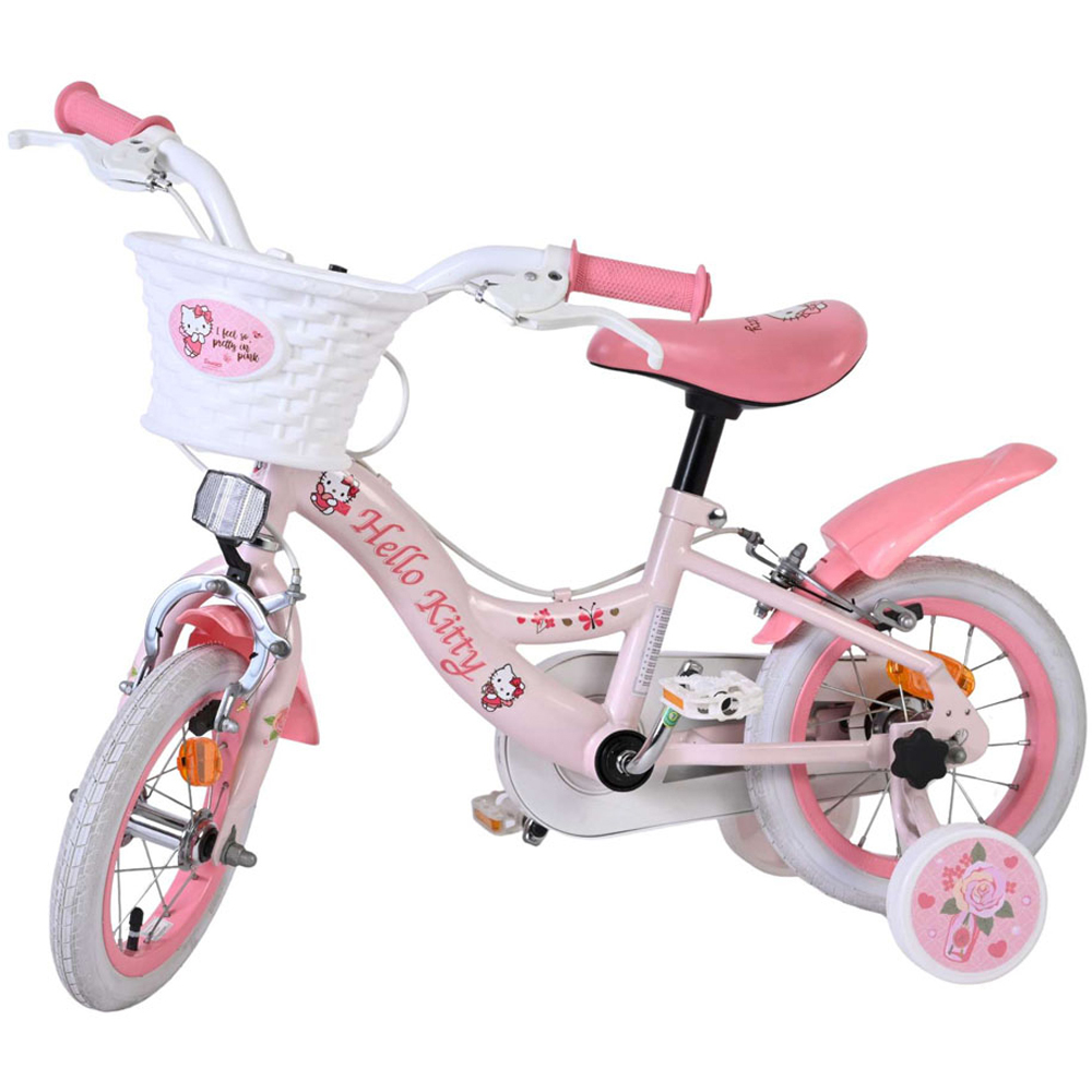 Volare Hello Kitty Kids 12 inch Pink Bike with Stabilisers and Basket Image 1
