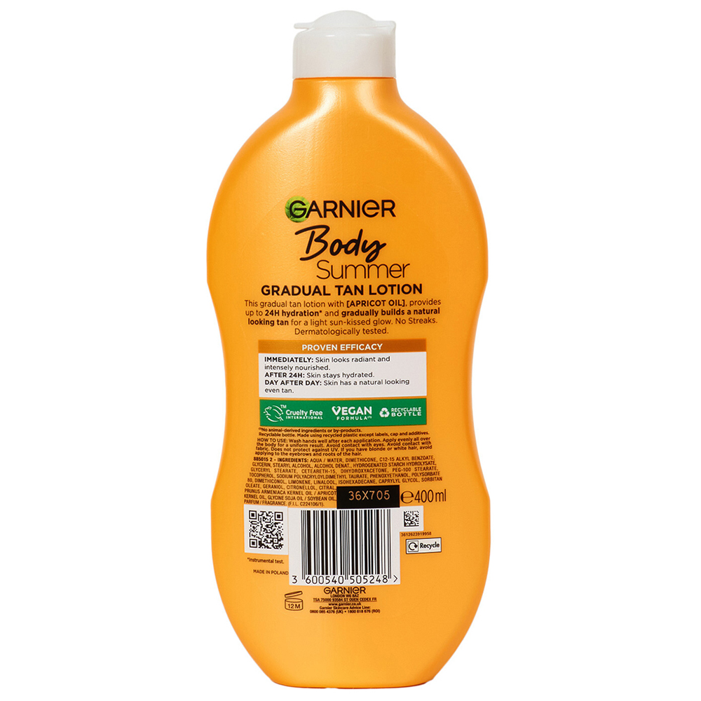 Garnier Summer Body Gradual Self-Tan Moisturiser Dark 400ml Image 3
