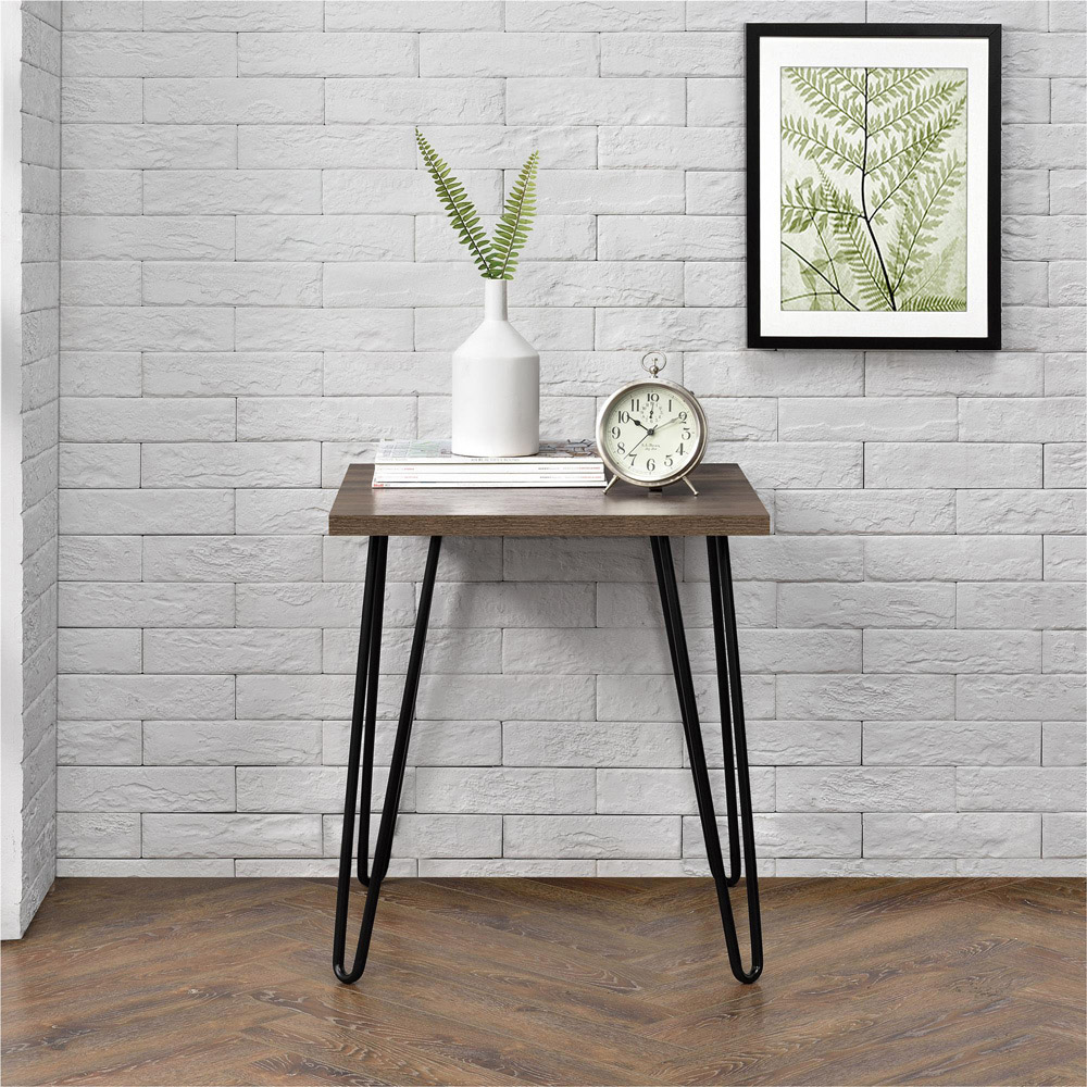 Dorel Owen Walnut Retro End Table Black Image 7