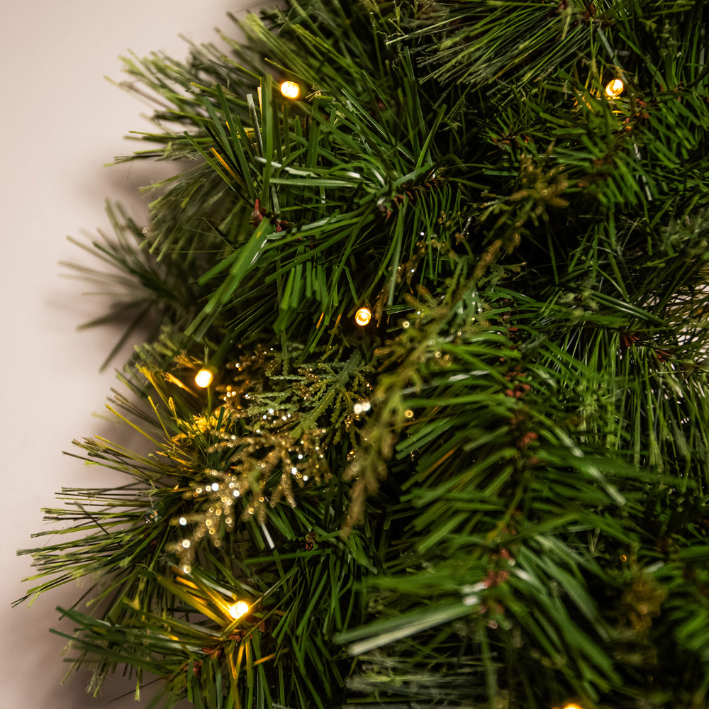 The Christmas Centre 100 Warm White LED Hollingworth Spruce Wreath with Pinecones 60cm Image 4
