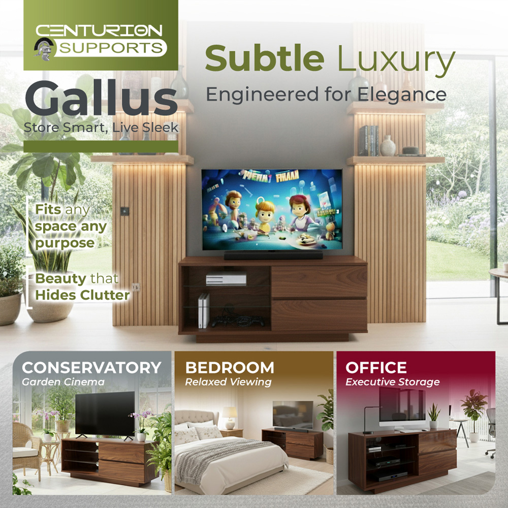 Centurion Supports Gallus 2 Drawer 3 Shelf Premium Walnut TV Unit Image 4