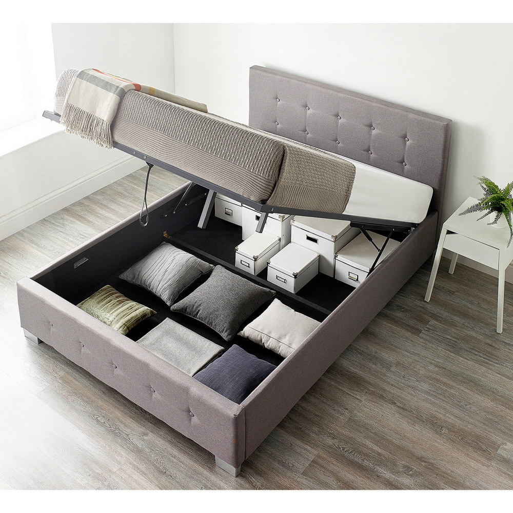 Aspire Small Double Grey Linen End Lift Ottoman Storage Bed Image 5