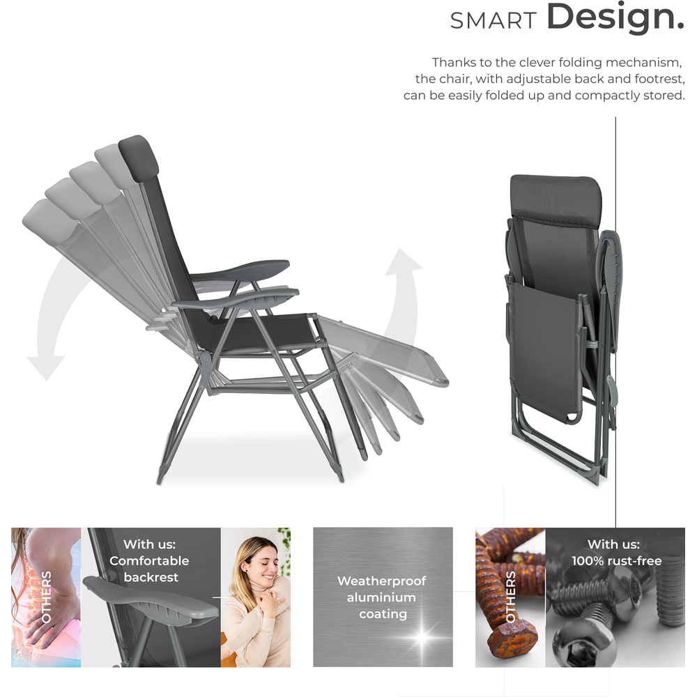 tectake Jana Set of 2 Anthracite Garden Chairs Image 3