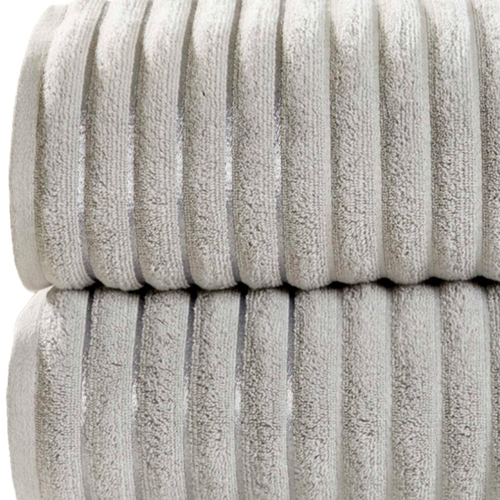 Rapport Home Silver Ribbed Cotton Bath Sheet Image 3