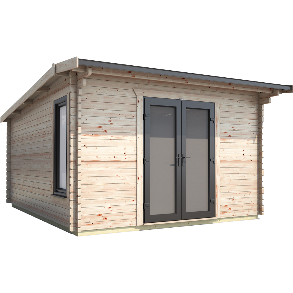 Power Sheds 12 x 14ft Centre Double Door Apex Log Cabin Image 1