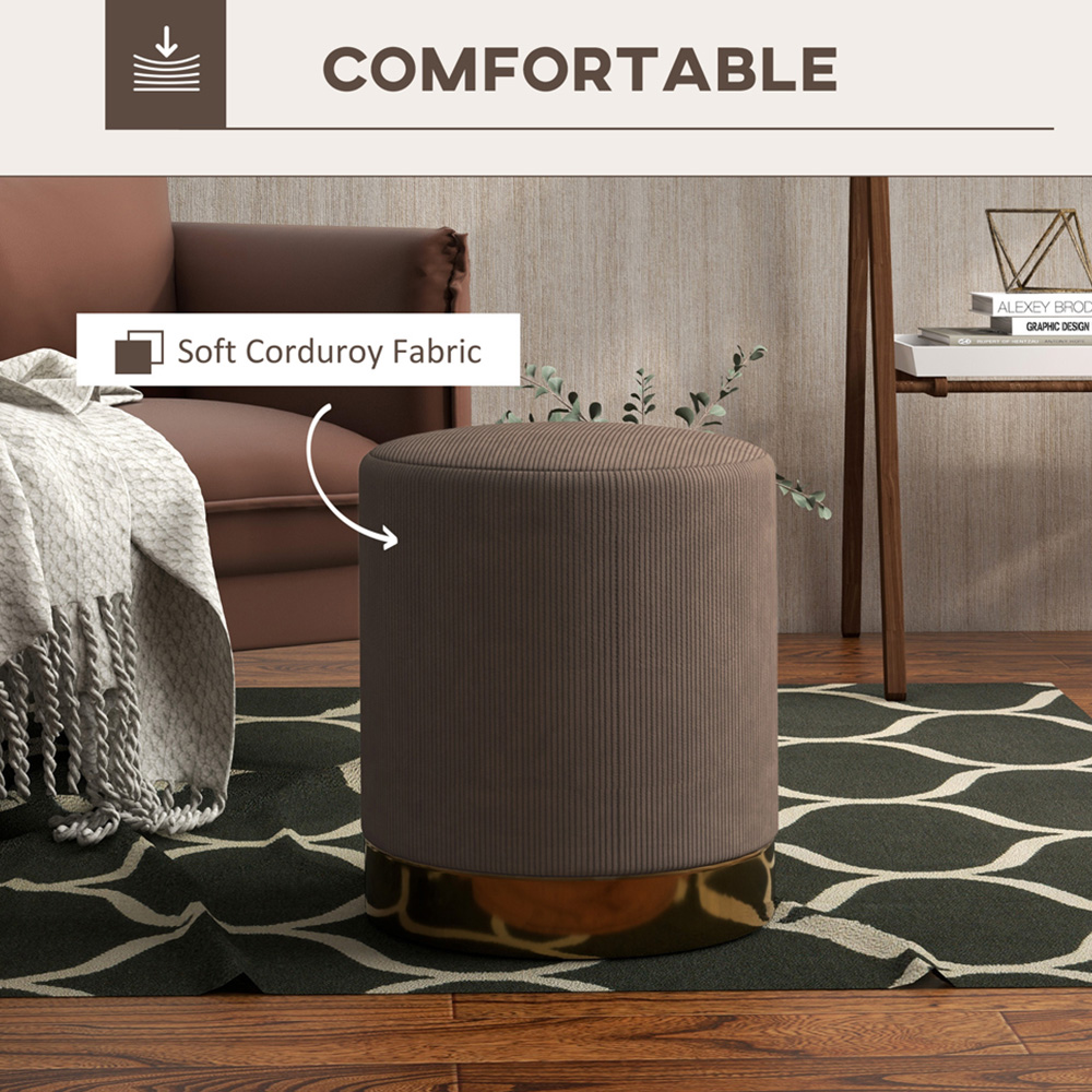 Portland Light Brown Round Footstool Image 6