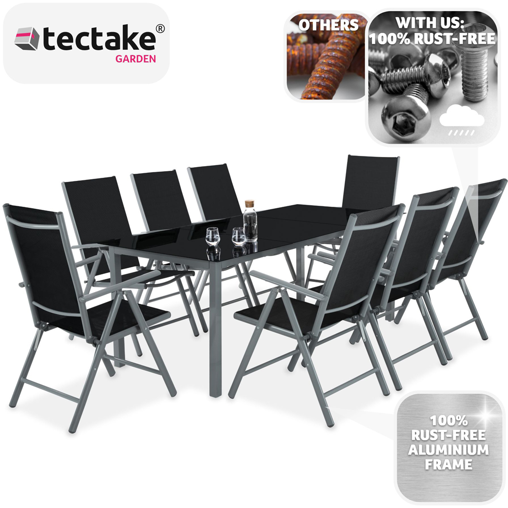 tectake Pompeii 8 Seater Adjustable Garden Dining Table Set Anthracite Image 3