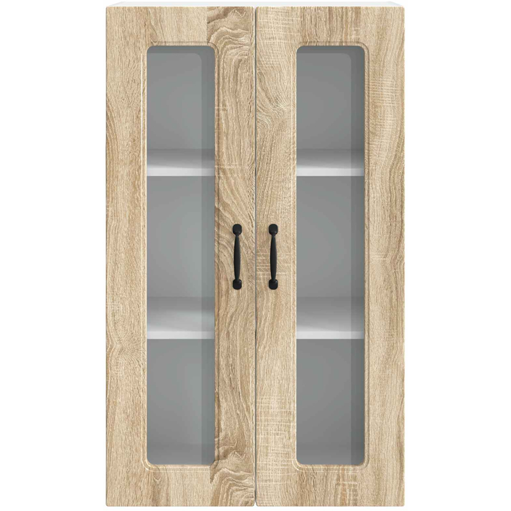 vidaXL 2 Glass Door Sonoma Oak Kitchen Wall Cabinet Image 4