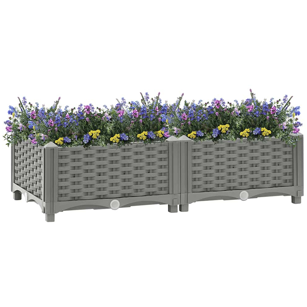 vidaXL Grey Polypropylene Raised Garden Bed 80 x 40 x 23cm Image 2