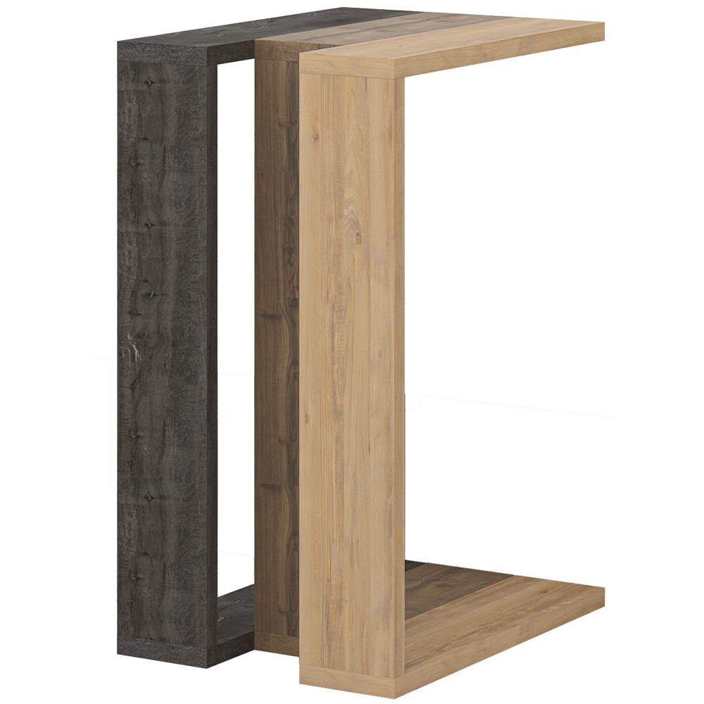 Decortie Muju Oak and Dark Coffee C Shape Side Table with Side Support Image 2