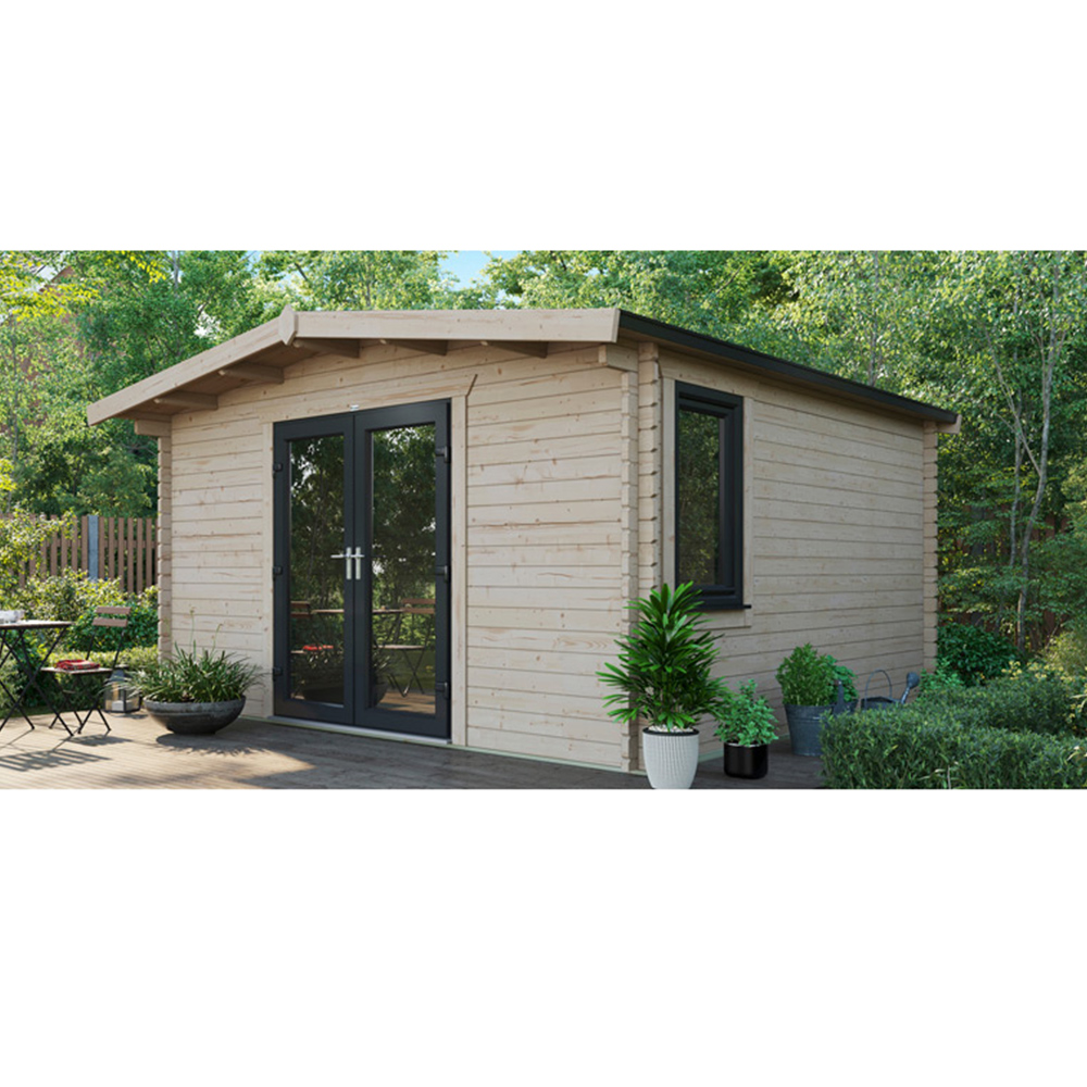 Power Sheds 14 x 14ft Centre Double Door Chalet Log Cabin Image 9