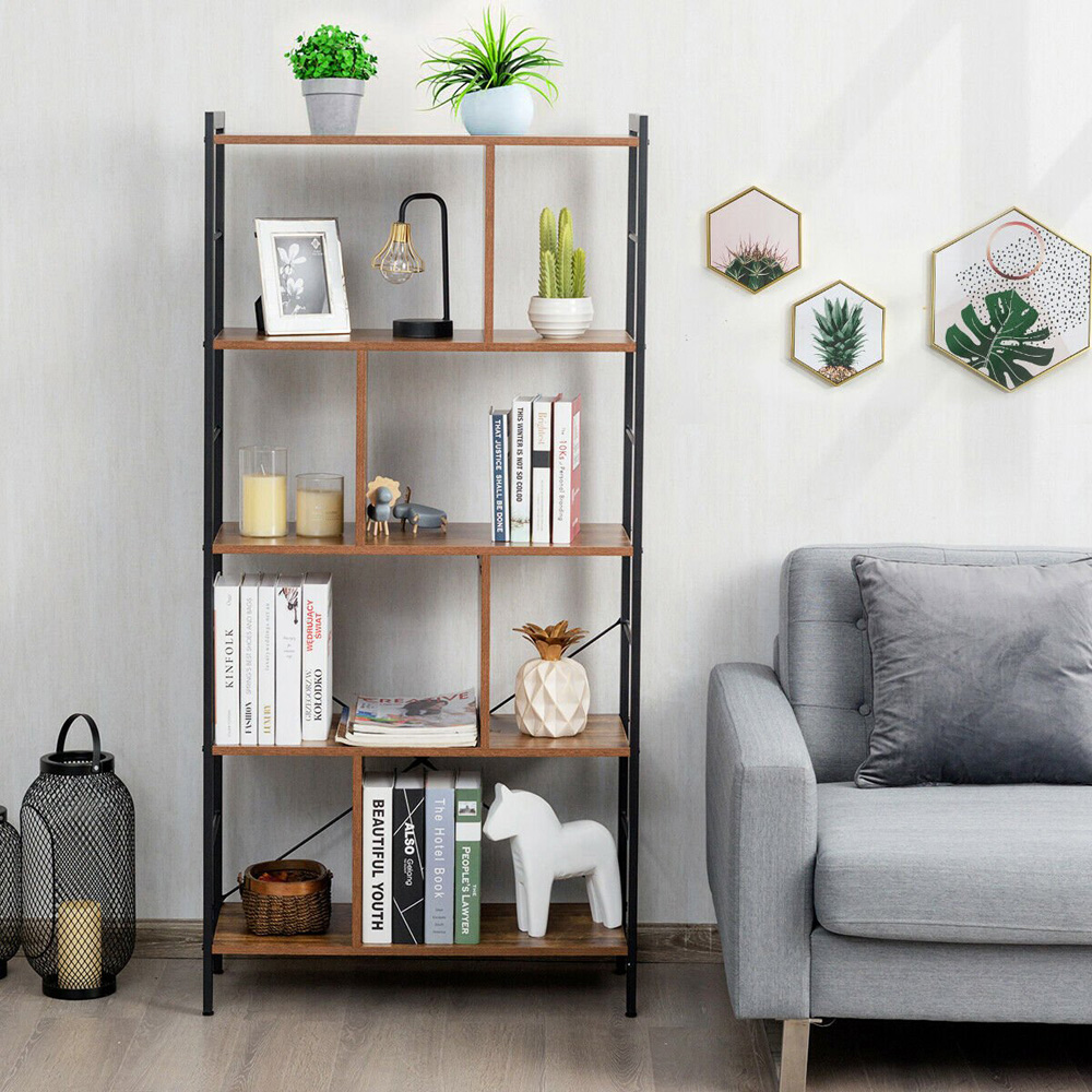Costway 5 Shelf Black Freestanding Bookshelf Image 7