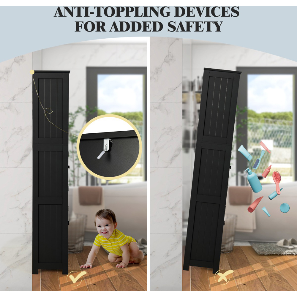 Costway 4 Door 2 Shelf Black Freestanding Storage Cabinet Image 6