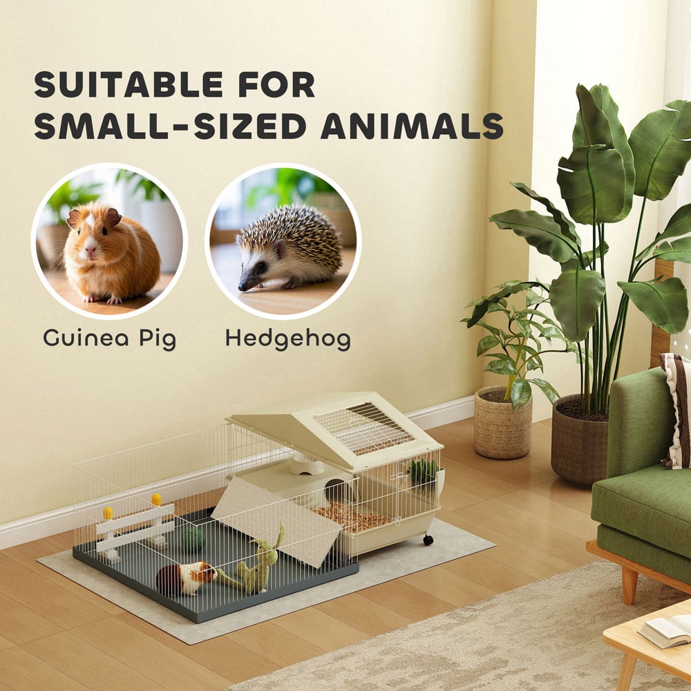 PawHut Beige Small Animal Cage with Removable Playpen Image 7
