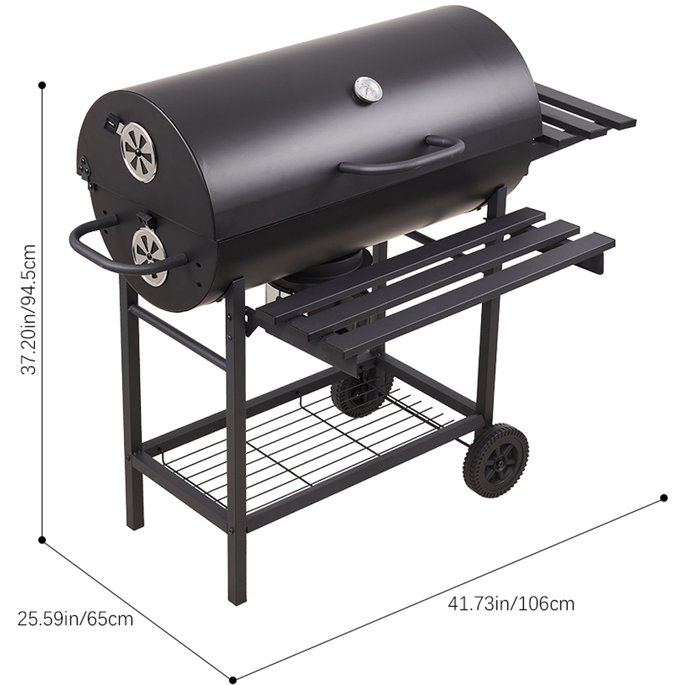 Living and Home Carbon Steel Outdoor Charcoal BBQ Grill with 2 Side Shelves Image 8