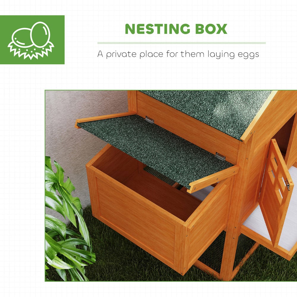 PawHut Chicken Coop with Run Nesting Box Slideout Tray and Ramp Image 6
