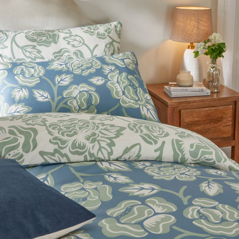Duvet Day Camellia Single Blue Floral Printed Duvet Set Image 2