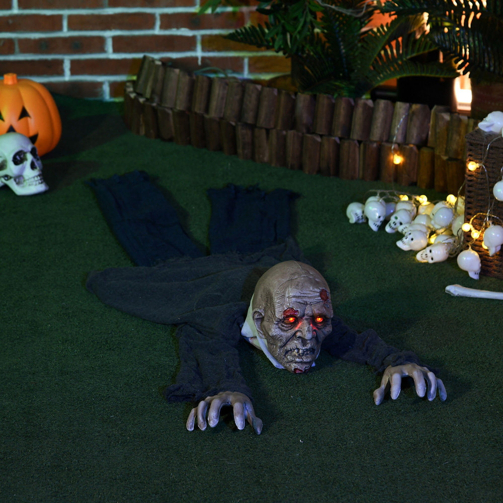 HOMCOM Crawling Zombie Sound Activated Outdoor Halloween Decoration 5.2ft Image 2