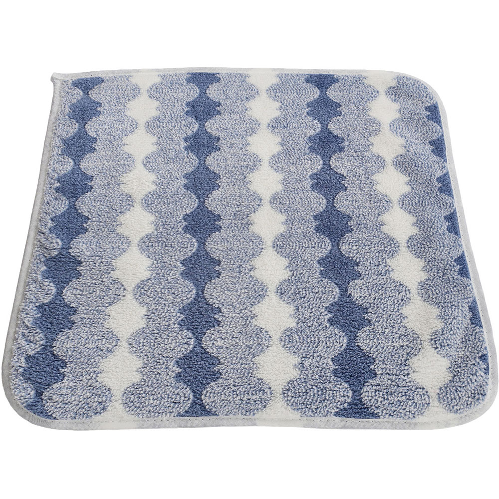 Living and Home Soft Polyester Blue Zigzag Wave Towel Set of 4 Image 4