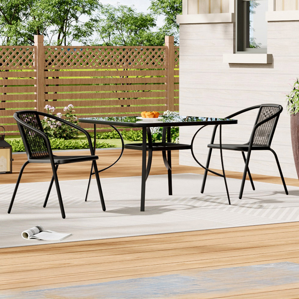 Living and Home Wicker 2 Seater Square Bistro Set Image 1