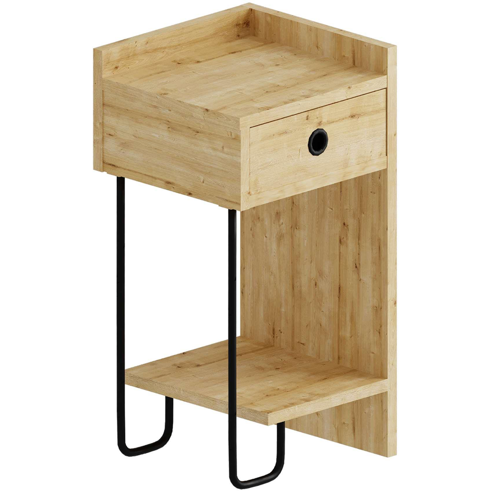 Decortie Sirius Single Drawer Single Shelf Oak Bedside Table Image 2