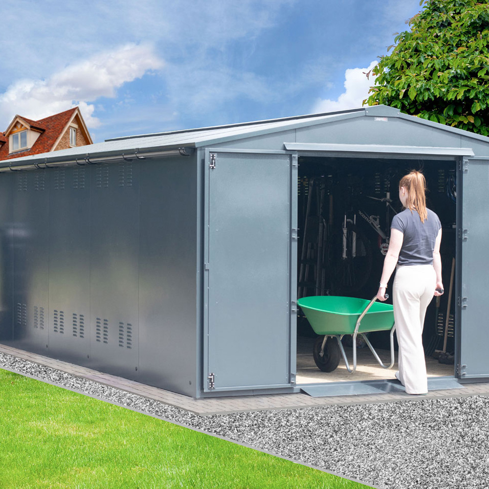 Asgard Garrison Secured by Design 10 x 18ft Green Metal Workshop Shed with Floor and 5 Point Locking Image 2