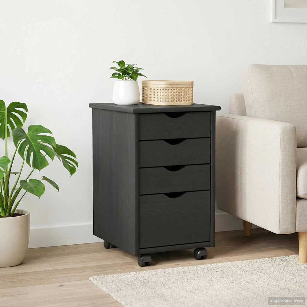 vidaXL 4 Drawer Grey Rolling Storage Cabinet Image 8