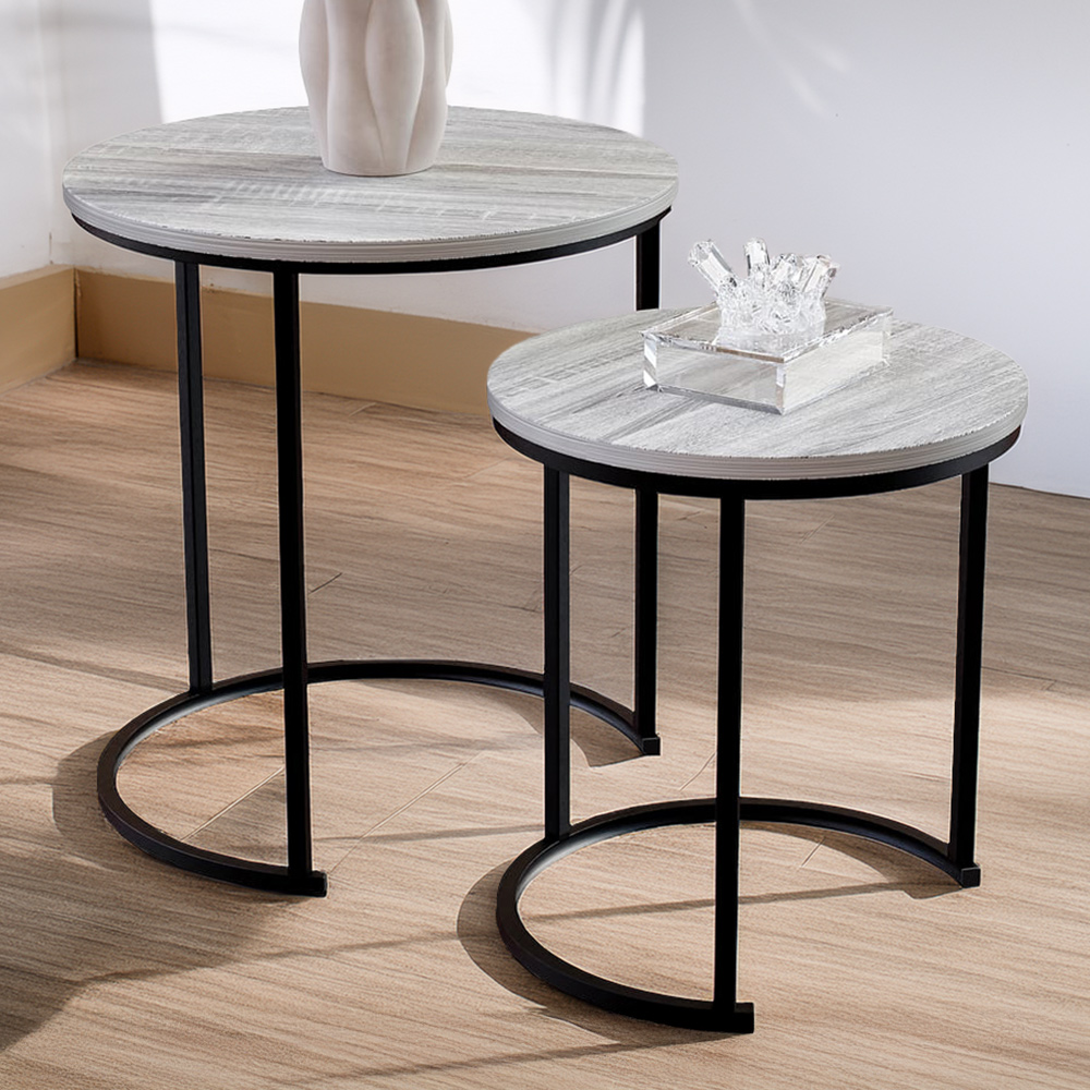 Vida Designs Brooklyn Grey Nest of Tables Set of 2 Image 1