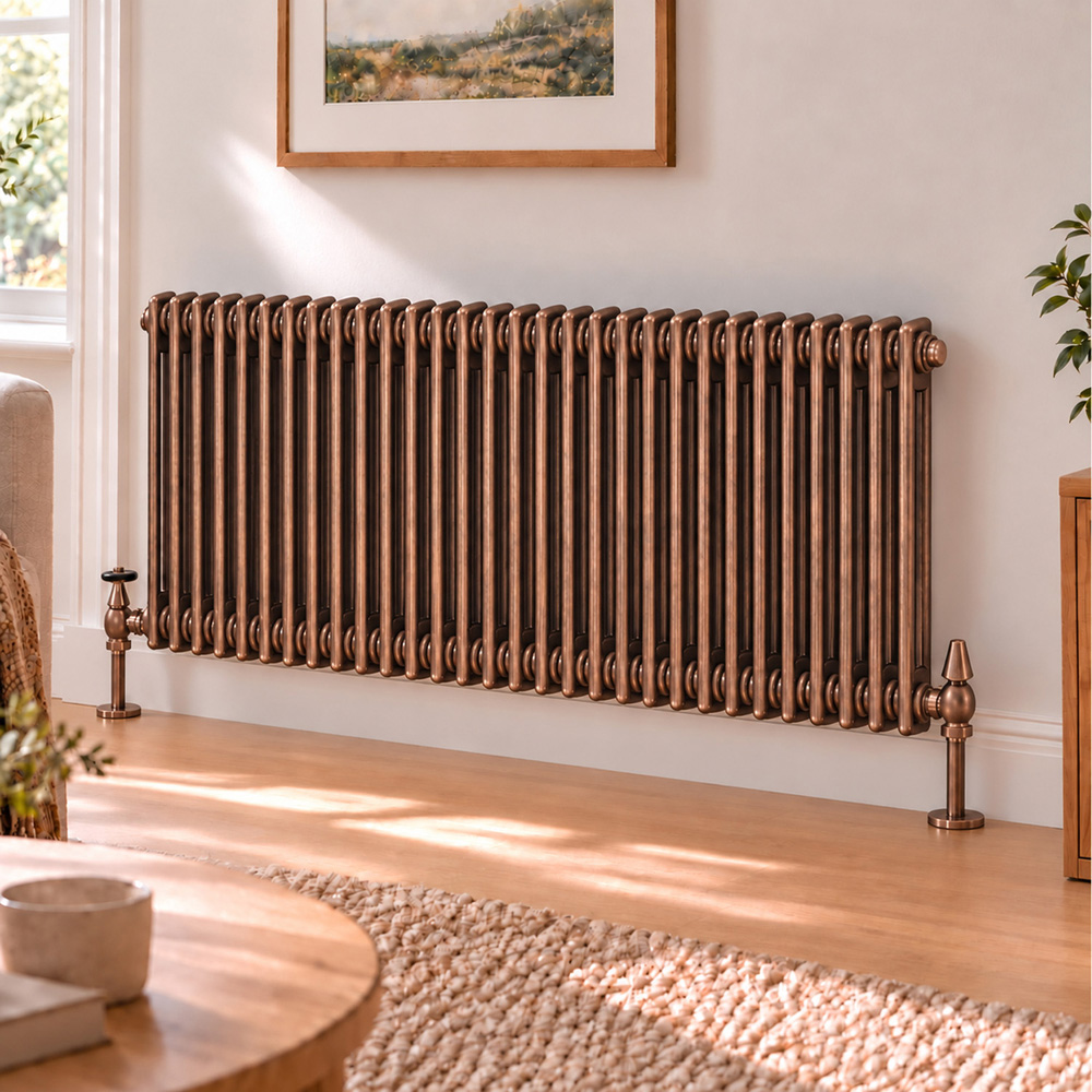 Go Bathrooms Traditional Antique Copper 2 Column Radiator 600 x 1370mm Image 2
