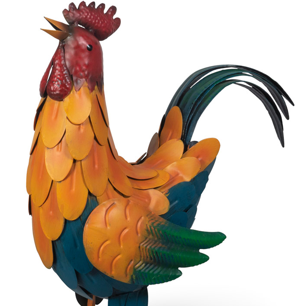 St Helens Multicolour Metal Cockerel Garden Ornament Image 3