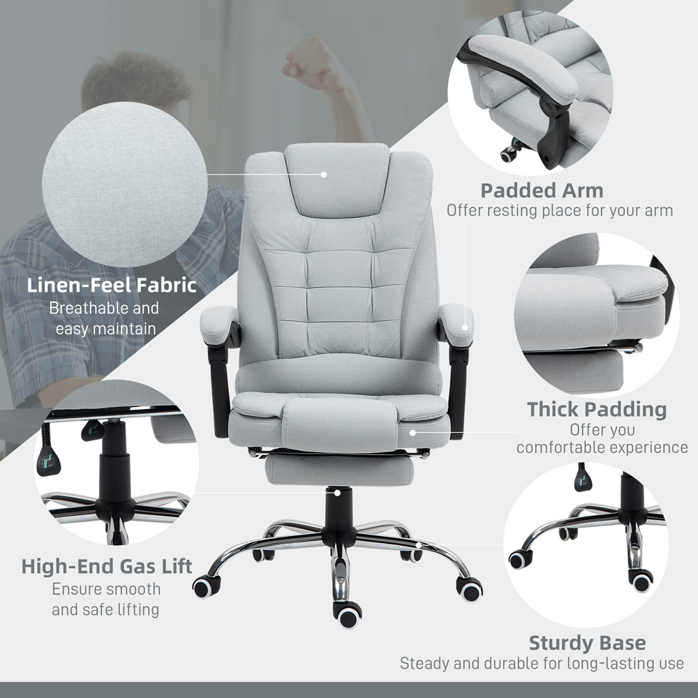 Portland Light Grey Executive Office Chair Swivel Chair with Footrest Image 7