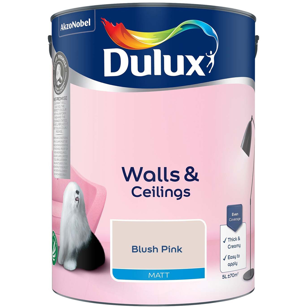 Dulux Walls and Ceilings Matt Emulsion Paint - Blush Pink Image 2