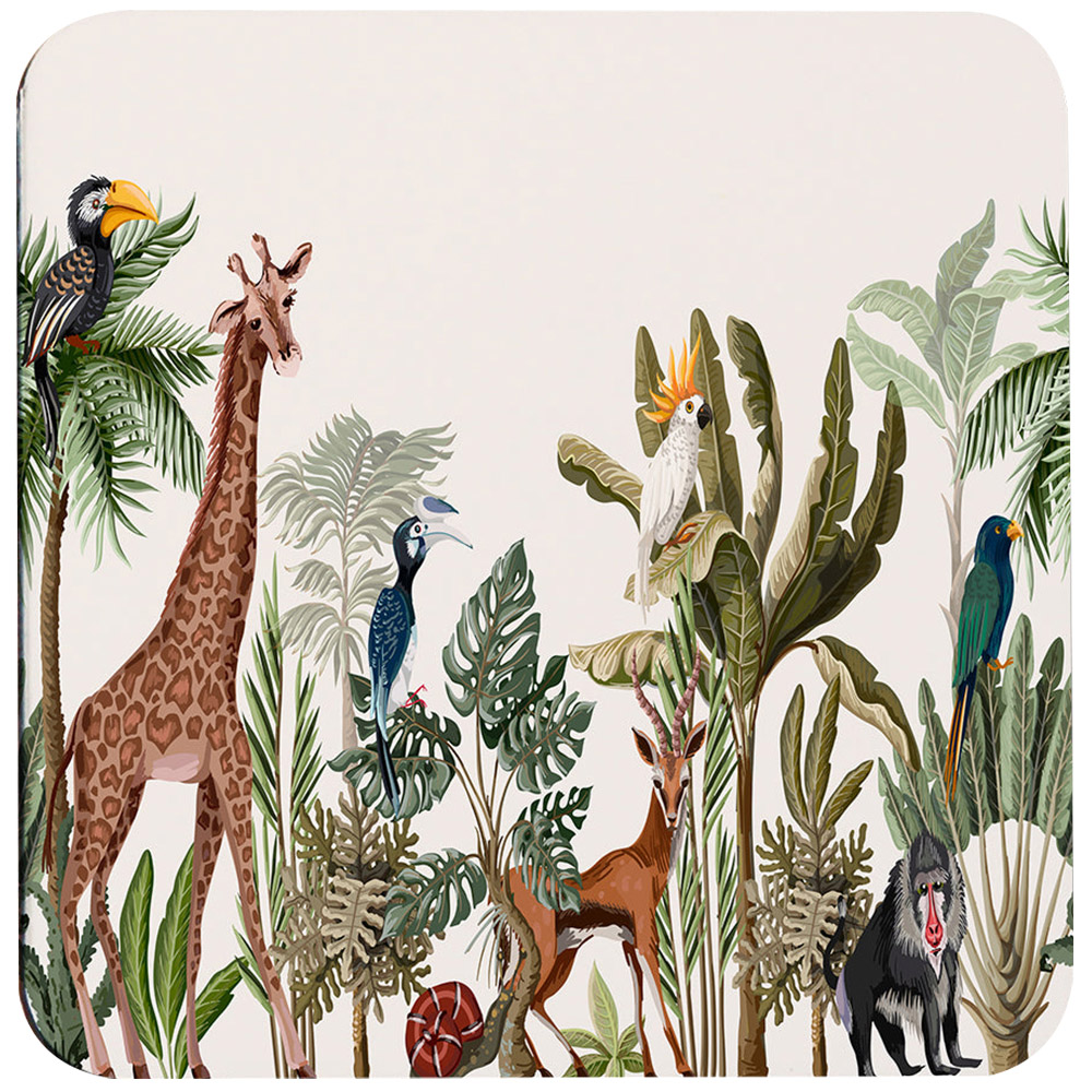 Benjamin Tate Design 6 Pack White Tropical Animals Coasters Image 1