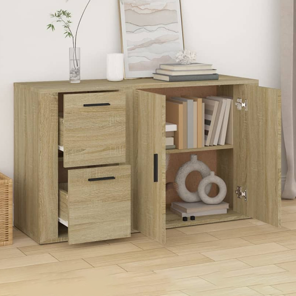 vidaXL 2 Door 2 Drawer Sonoma Oak Sideboard Image 1