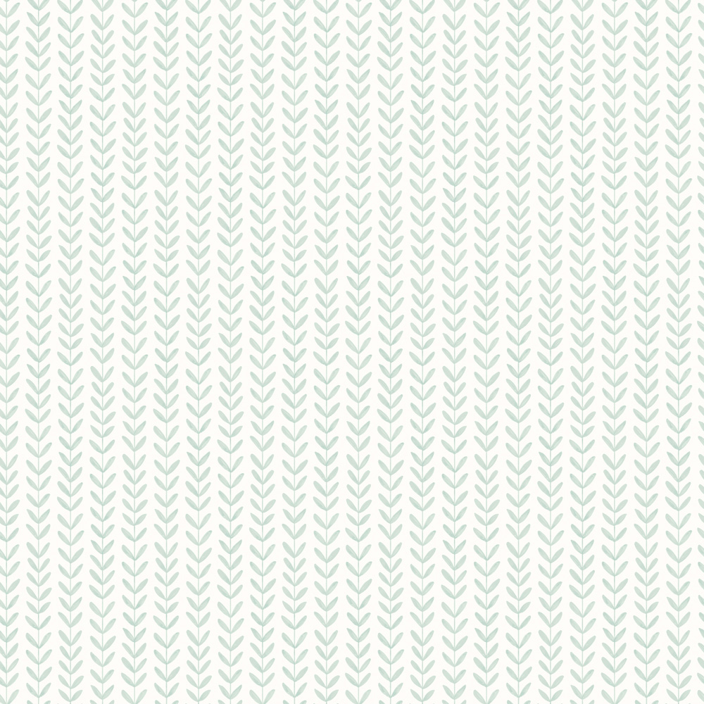 Hoopla Walls Elegance Ditsy Leaf Stripe Duck Egg Wallpaper Image 1