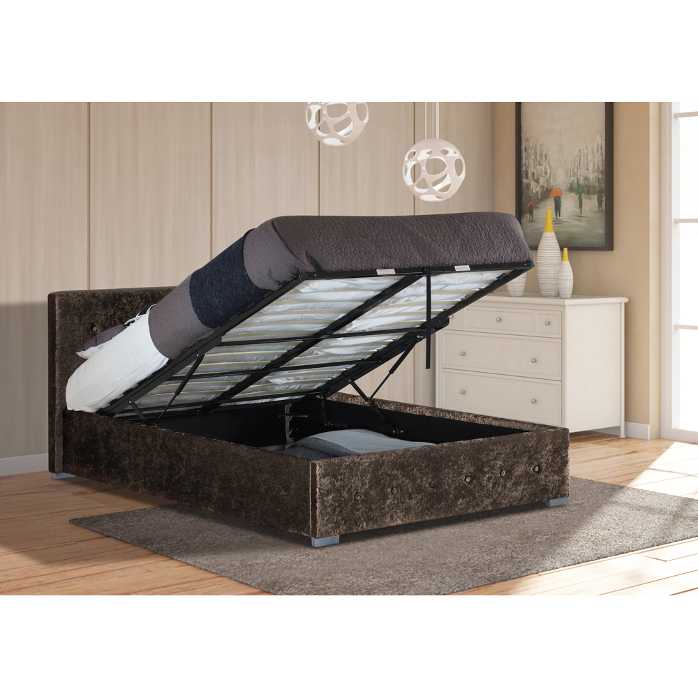 Brooklyn King Size Brown Crushed Velvet Ottoman Storage Bed Image 2