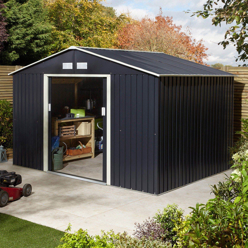Rowlinson Trentvale Metal Apex Shed Dark Grey with Foundation Kit 10 x 8ft Image 8