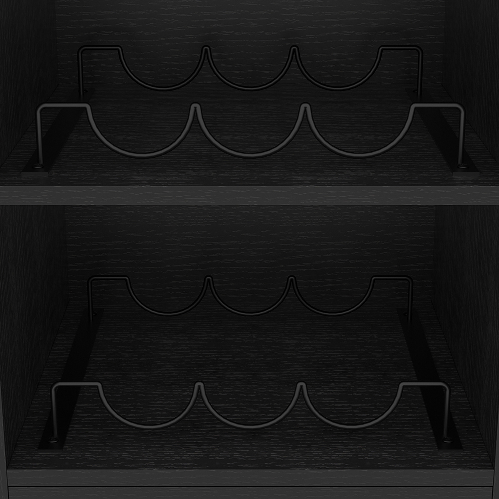 Living and Home 2 Door Single Drawer 3 Shelf Black RGB LED Bar Cabinet with Power Outlet Image 6