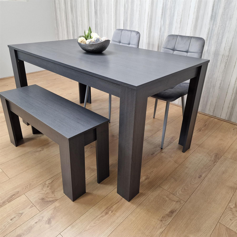 Kosy Koala 4 Seater Velvet Arrow Design Dining Bench Set Grey Image 2