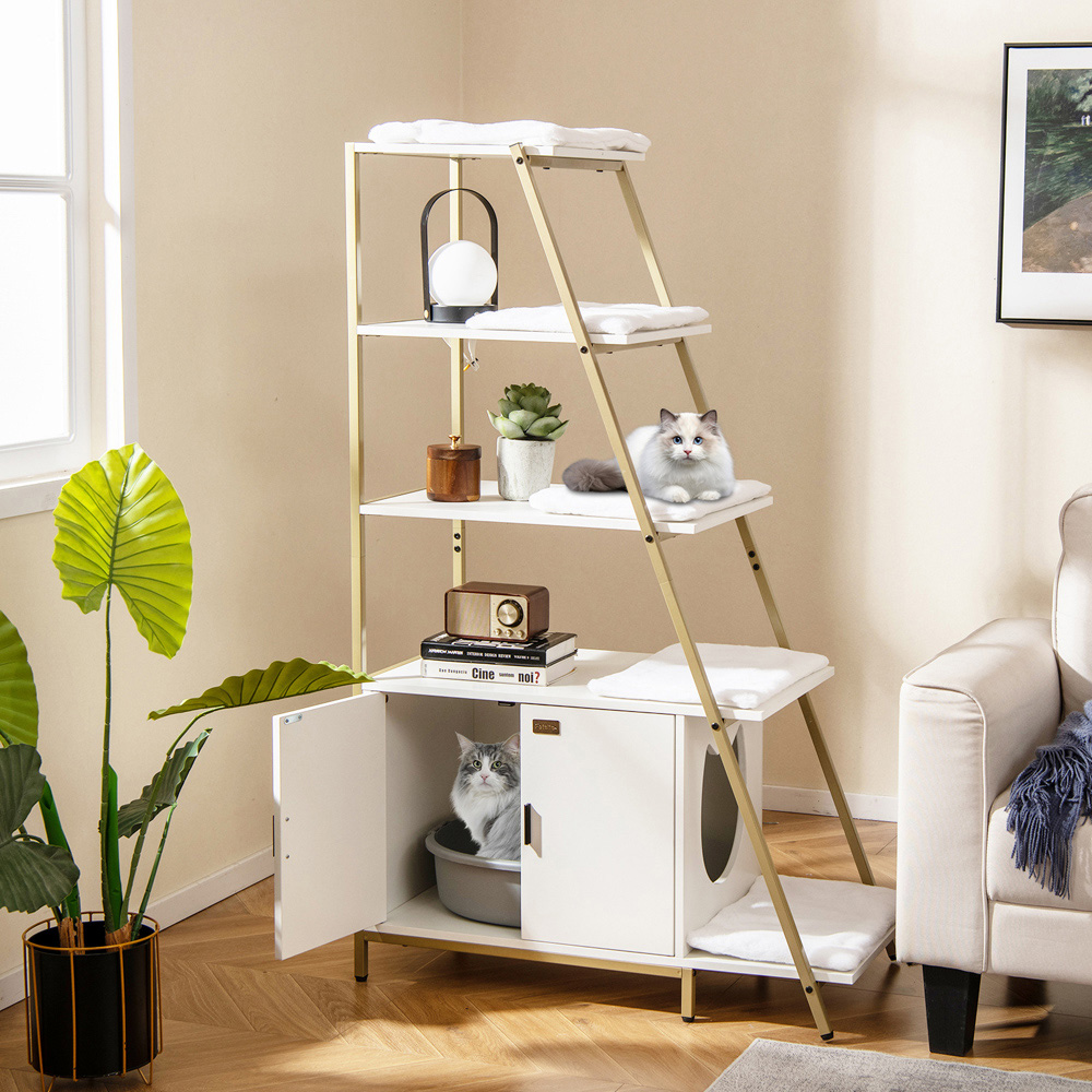 Costway White Large Cat Litter Box with Mats Image 2