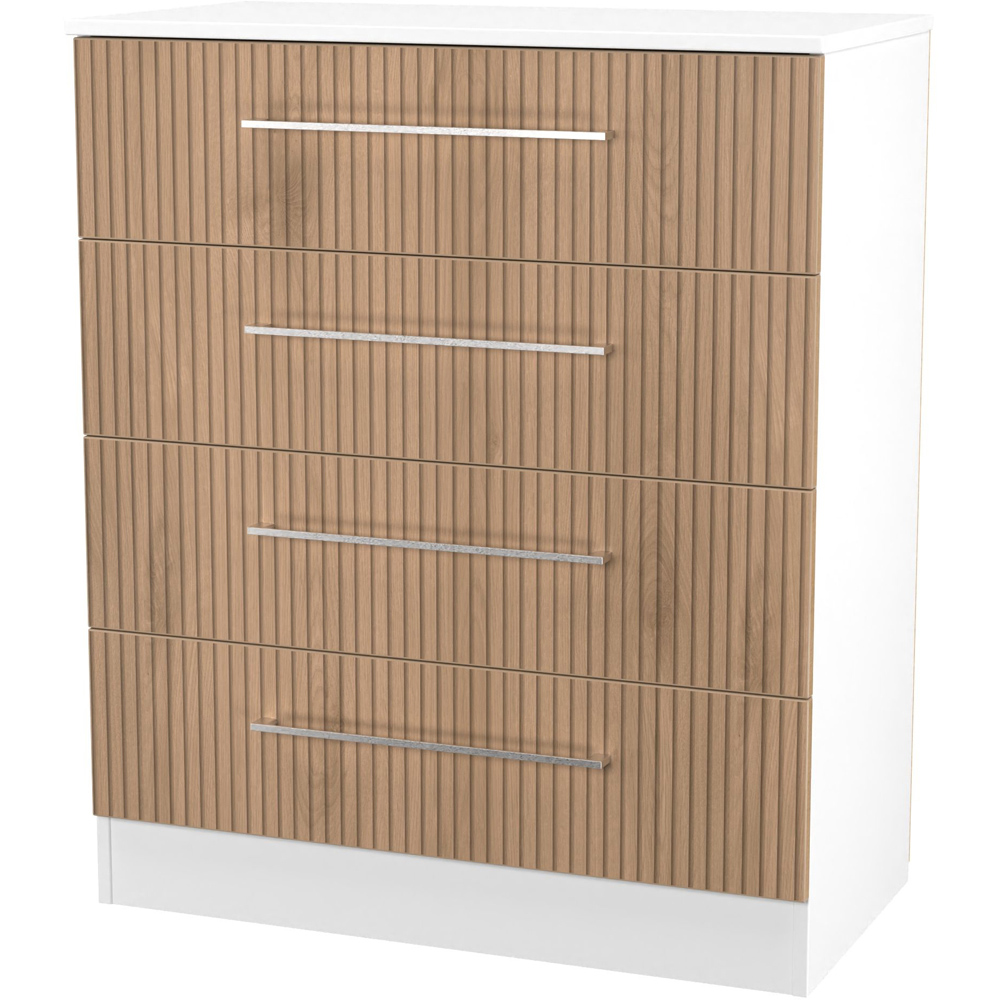 Crowndale Worcester 4 Drawer Slatt Effect and White Chest of Drawers Ready Assembled Image 3
