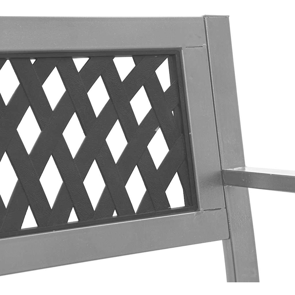 vidaXL 2 Seater Black Steel Cross Backrest Garden Bench Image 7