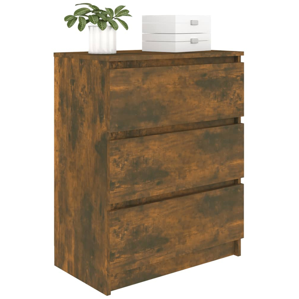 vidaXL 3 Drawer Smoked Oak Sideboard Image 7
