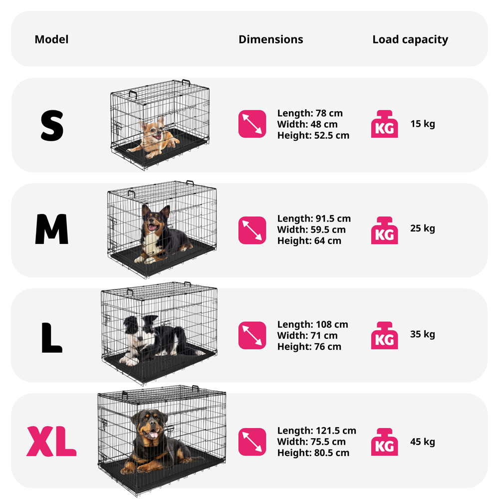 tectake Luna Double Locked Door Foldable Steel Dog Crate 121.5cm Image 6