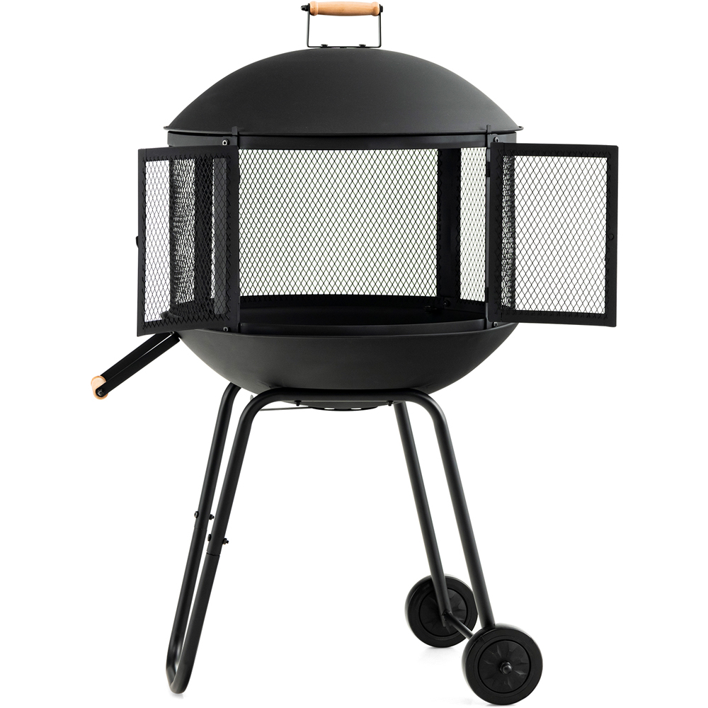 Costway 2 in 1 Black Rolling Patio Fire Pit with Handle Image 1