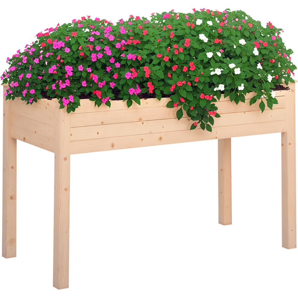 Outsunny Wooden Raised Planter Box Container 76 x 56.5 x 122.5cm Image 1