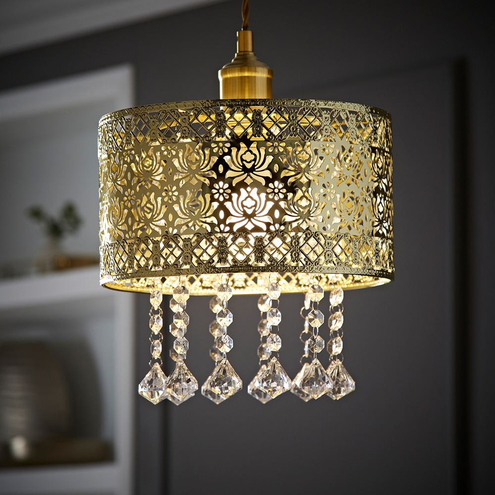 ValueLights Enna Modern Gold Jewel Droplet Ceiling Pendant Light Shade Image 6