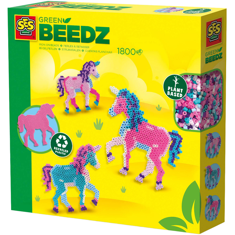 SES Creative Green Beedz Unicorn Iron On Bead Set 1800 Piece Image 1